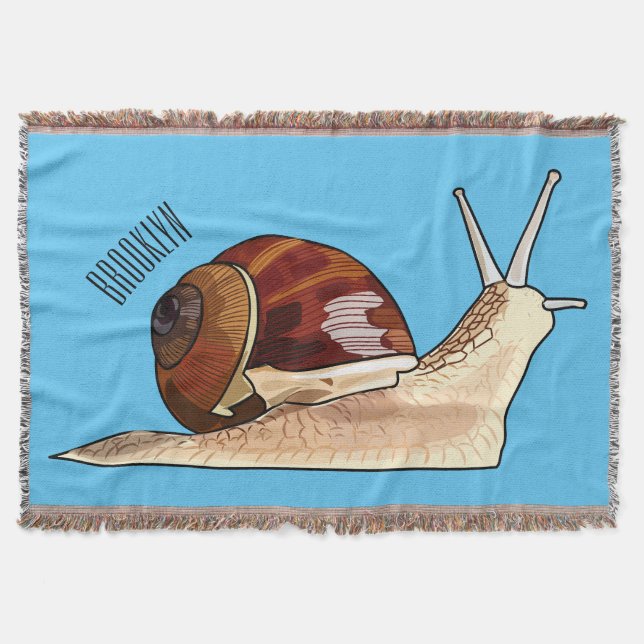 Snail cartoon illustration throw blanket (Front)