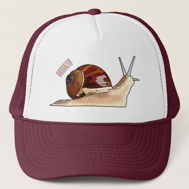 Snail cartoon illustration trucker hat (Front)