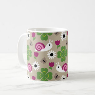 Snail & Clover Seamless Pattern Coffee Mug