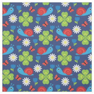 Snail & Clover Seamless Pattern Fabric