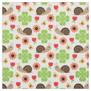 Snail & Clover Seamless Pattern Fabric
