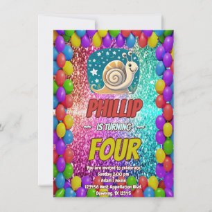 Snail Custom character birthday invite