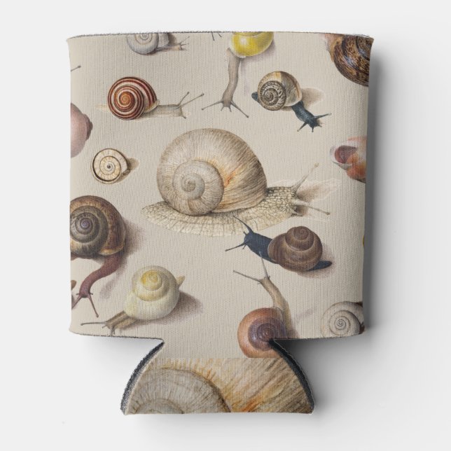 Snail Garden Pet Gastropod Slug Botanical Snails Can Cooler (Front)