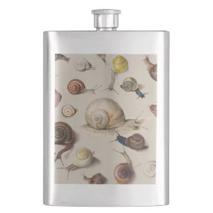 Snail Garden Pet Gastropod Slug Botanical Snails Hip Flask