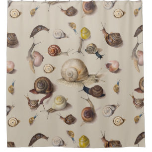 Snail Garden Pet Gastropod Slug Botanical Snails Shower Curtain