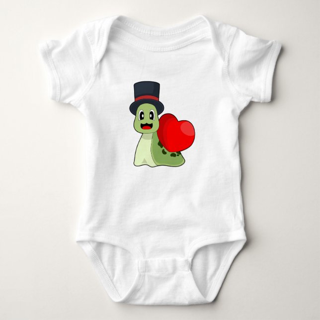Snail Groom Cylinder Wedding Baby Bodysuit (Front)
