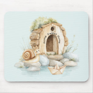 Snail Home Sweet Home River Meadow Rocks Mouse Pad