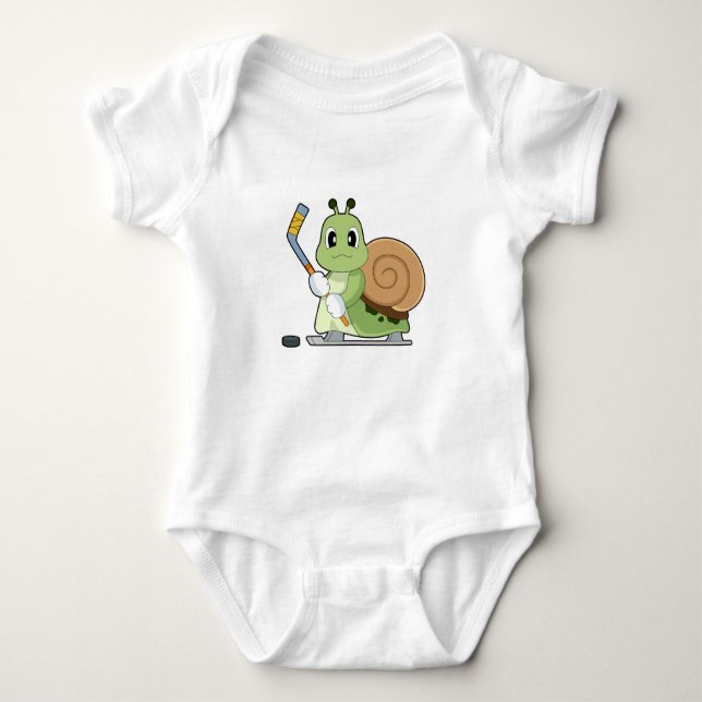 Snail Ice hockey Ice hockey stick Baby Bodysuit (Front)