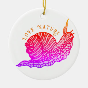 Snail in graphic style ceramic ornament