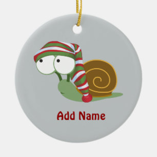 Snail in winter cap ceramic tree decoration