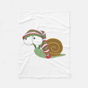 Snail in winter cap fleece blanket