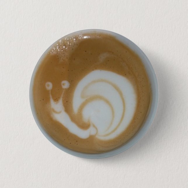 Snail latte coffee art 6 cm round badge (Front)