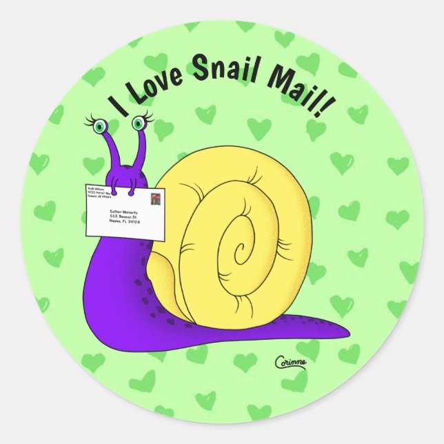 Snail Mail (Green) - Envelope Stickers (Front)