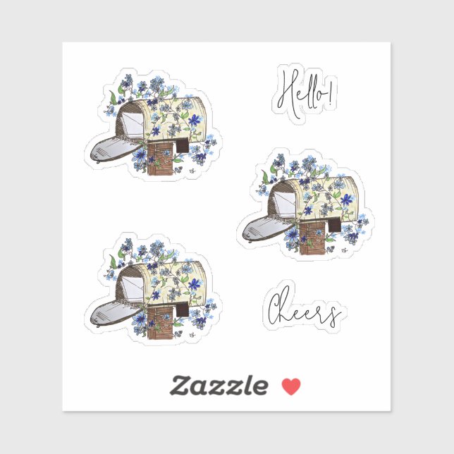 Snail Mail Mailbox Illustration Shaped Stickers (Sheet)