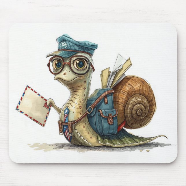 Snail Mailman Delivering Mail Mouse Pad (Front)