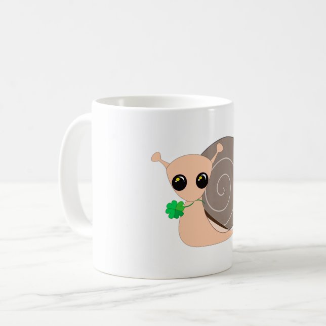 Snail Mug with Clover - Lucky (Front Left)