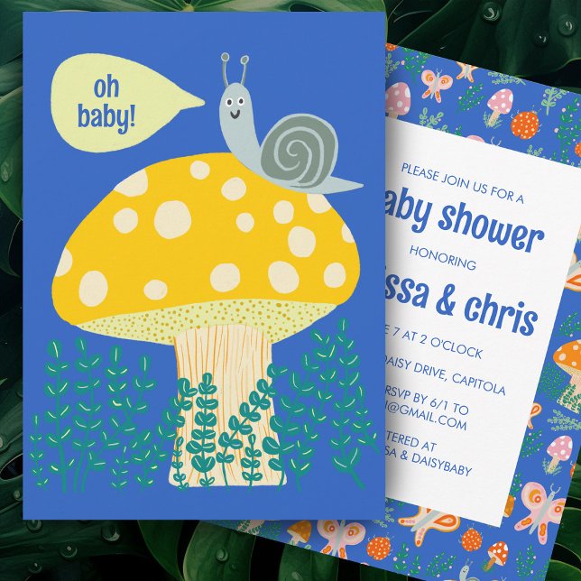 Snail Mushroom Cute Adorable CUSTOM BABY SHOWER  Invitation (Snail Mushroom Cute Adorable CUSTOM BABY SHOWER Invitation
)