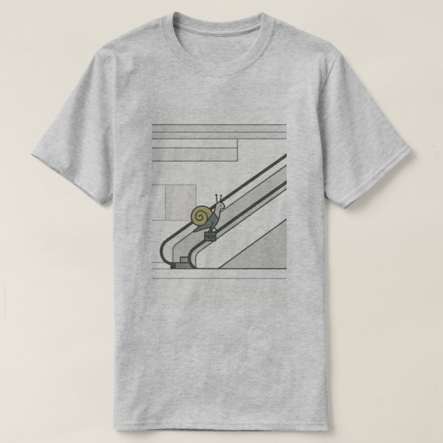 Snail on the Escalator – Minimalist Commuter Tee (Design Front)