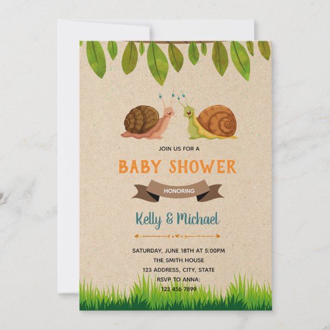 Snail party theme invitation (Front)
