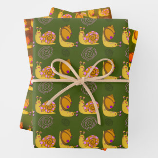 Snail Patterned Wrapping Paper Sheet Set