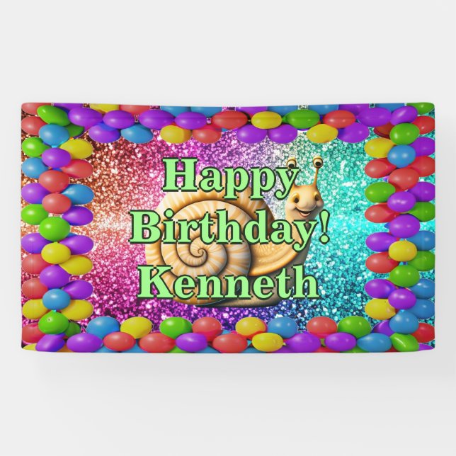 Snail Personalised character birthday banner (Horizontal)