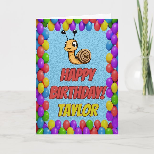 Snail Personalised Fun Greeting Birthday Card (Front)