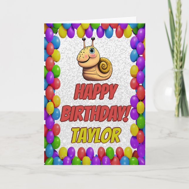 Snail Personalised Fun Greeting Birthday Card (Front)