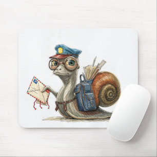 Snail Postal Worker Delivering Mail Mouse Pad