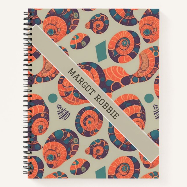 Snail Rainbow Colourful Personalised Pattern Notebook (Front)