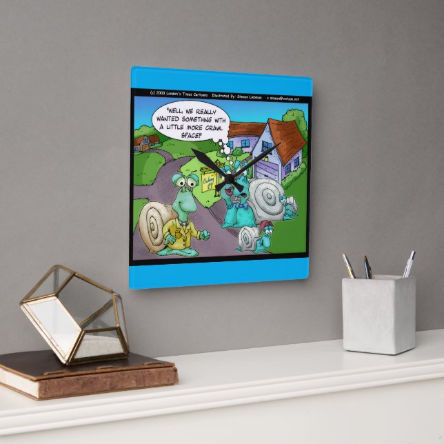 Snail Real Estate Sales Funny Gifts & Collectibles Square Wall Clock (Office)