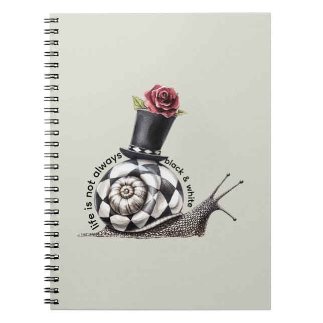 Snail Red Rose Life Not Black & White Notebook (Front)
