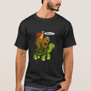 Snail Riding A Turtle Riding A Sloth Whee Funny Sl T-Shirt