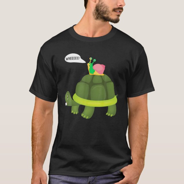 Snail Riding Turtle Funny Shirt T Shirt (Front)