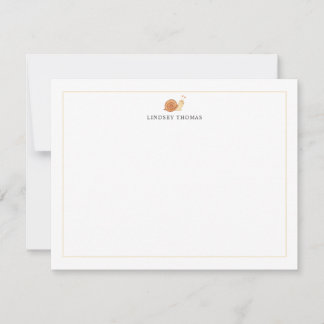 Snail Tan Border Personalised Stationery Card