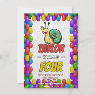 Snail Unique Personalised Birthday Invite Kids