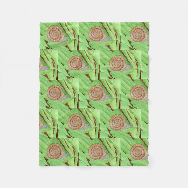 Snail Watercolor Fleece Blanket (Front)
