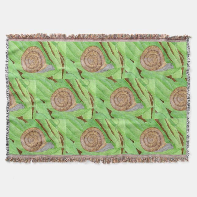 Snail Watercolor Throw Blanket (Front)