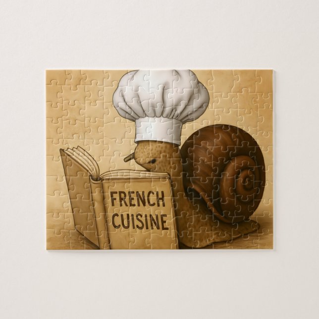 Snail with a French Cookbook Jigsaw Puzzle (Horizontal)