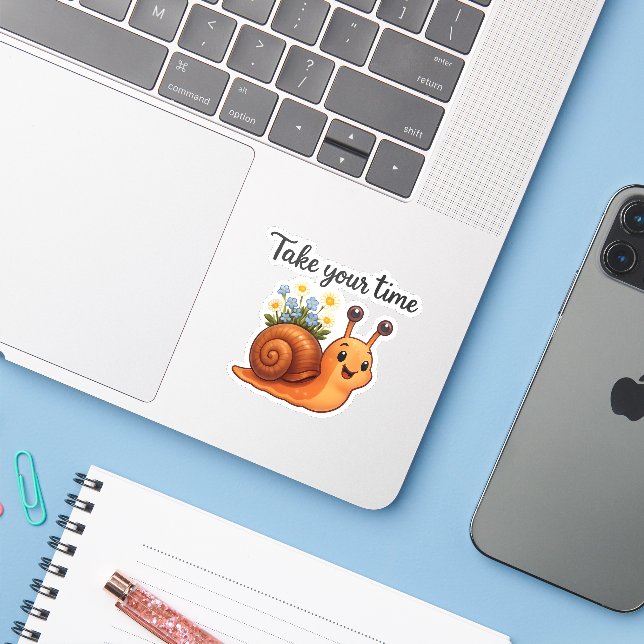  Snail with Flowers Sticker (Laptop w/ iPhone)