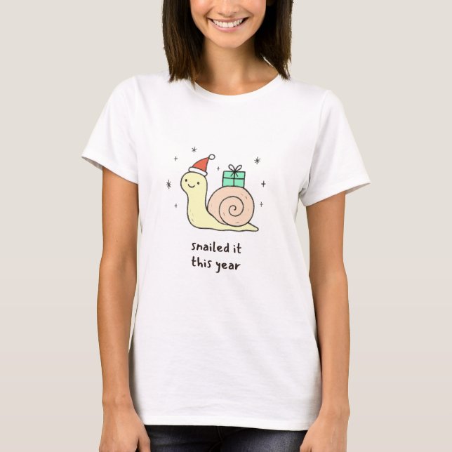 Snailed It! Funny Christmas Pun T-Shirt (Front)