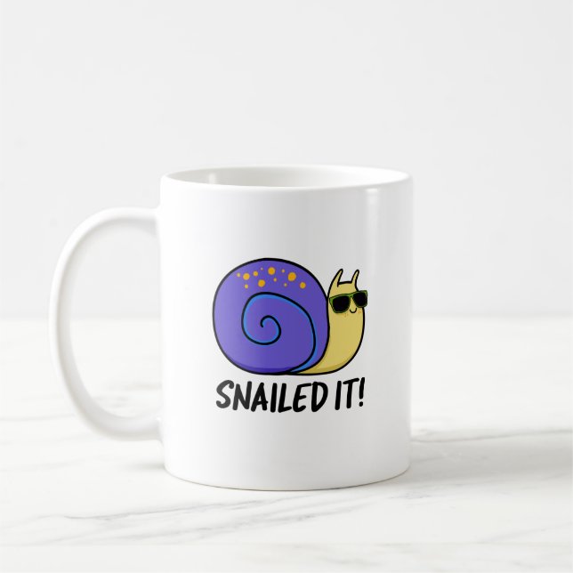 Snailed It Funny Snail Pun  Coffee Mug (Left)