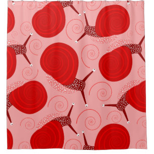 snails abstract spiral swirl red pink dot  shower curtain
