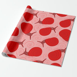 snails abstract spiral swirl red pink dot  wrapping paper
