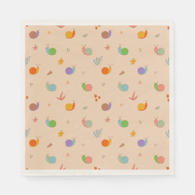 Snails and Flowers Napkins (Front)