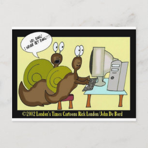 Snails Getting Email Funny Cartoon Gifts & Tees Postcard