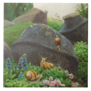 Snails in a Rock Garden (by H.A. Brendekilde) Ceramic Tile