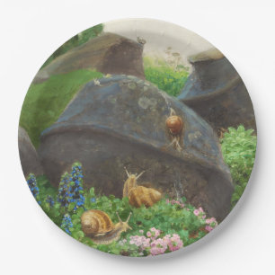 Snails in a Rock Garden (by H.A. Brendekilde) Paper Plate