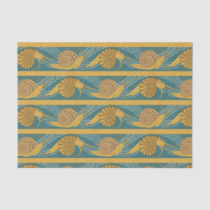 Snails Pattern Print Snail Blue Yellow Teal Gold Tissue Paper