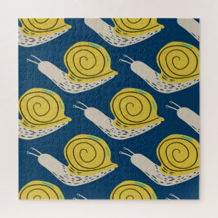Snails silhouettes: yellow, pink pattern. jigsaw puzzle