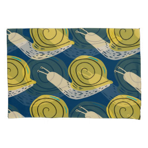 Snails silhouettes: yellow, pink pattern. pillowcase